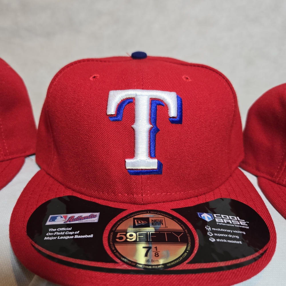 Red Baseball Cap with White and Blue Logo - Picture 3 of 11